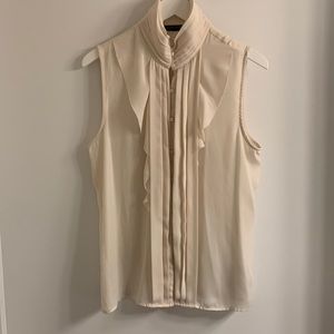Zara Cream Sleeveless Ruffle Front Blouse